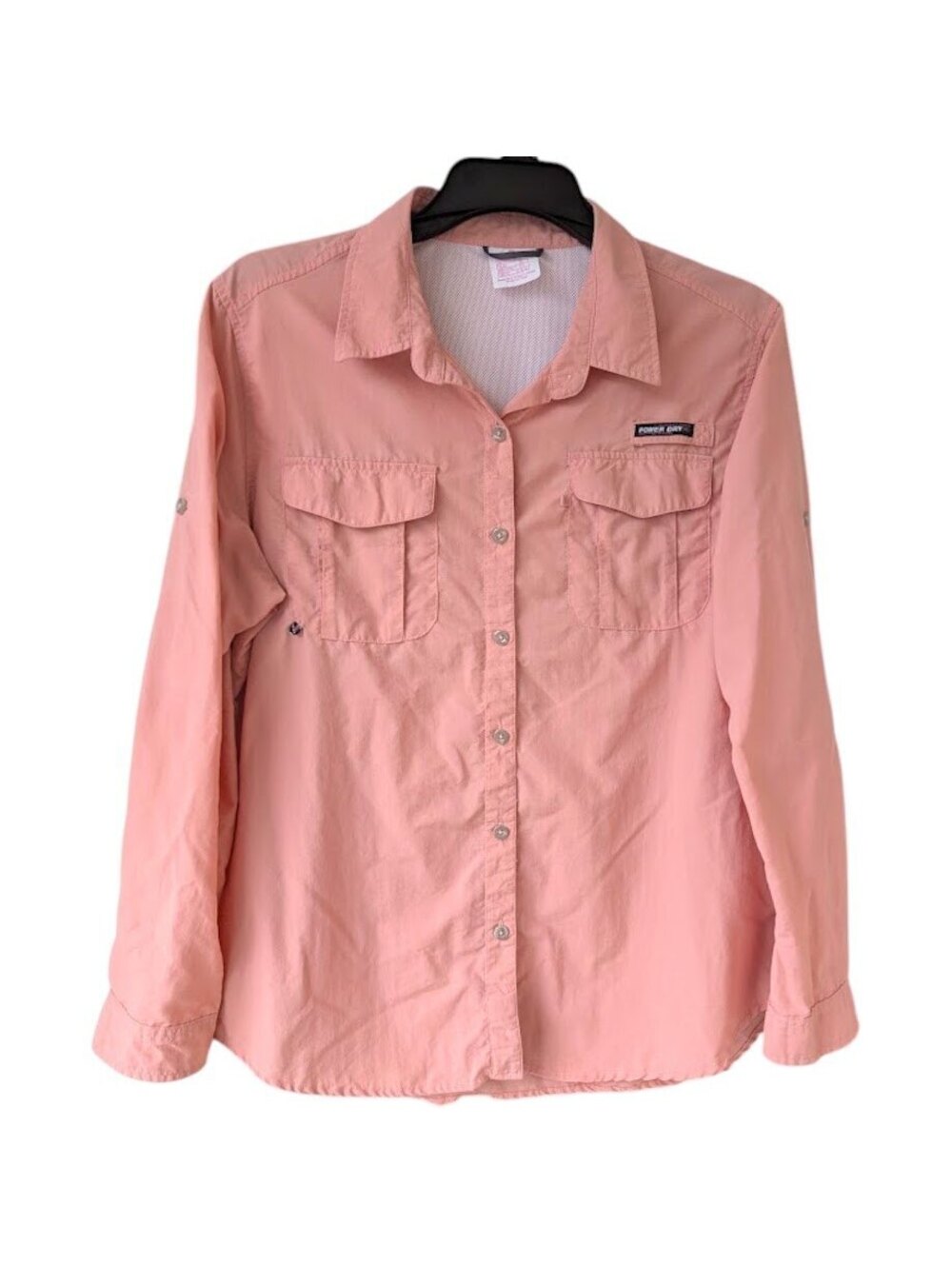 Little Donkey Andy Men XL Outdoor Shirt Pastel Pink Vented Nylon Fishing 23.5x29
